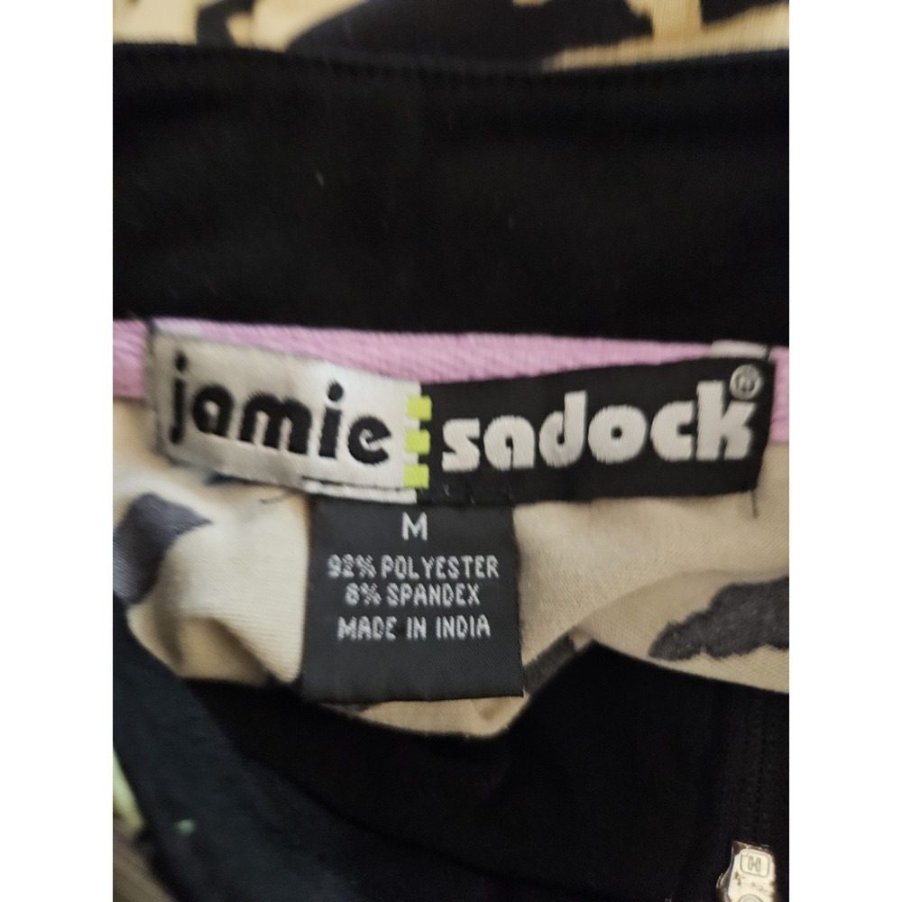 Jamie Sadock Tan Striped Golf Shirt Top M 1/4 Zip Womens Short Sleeves - Picture 4 of 4
